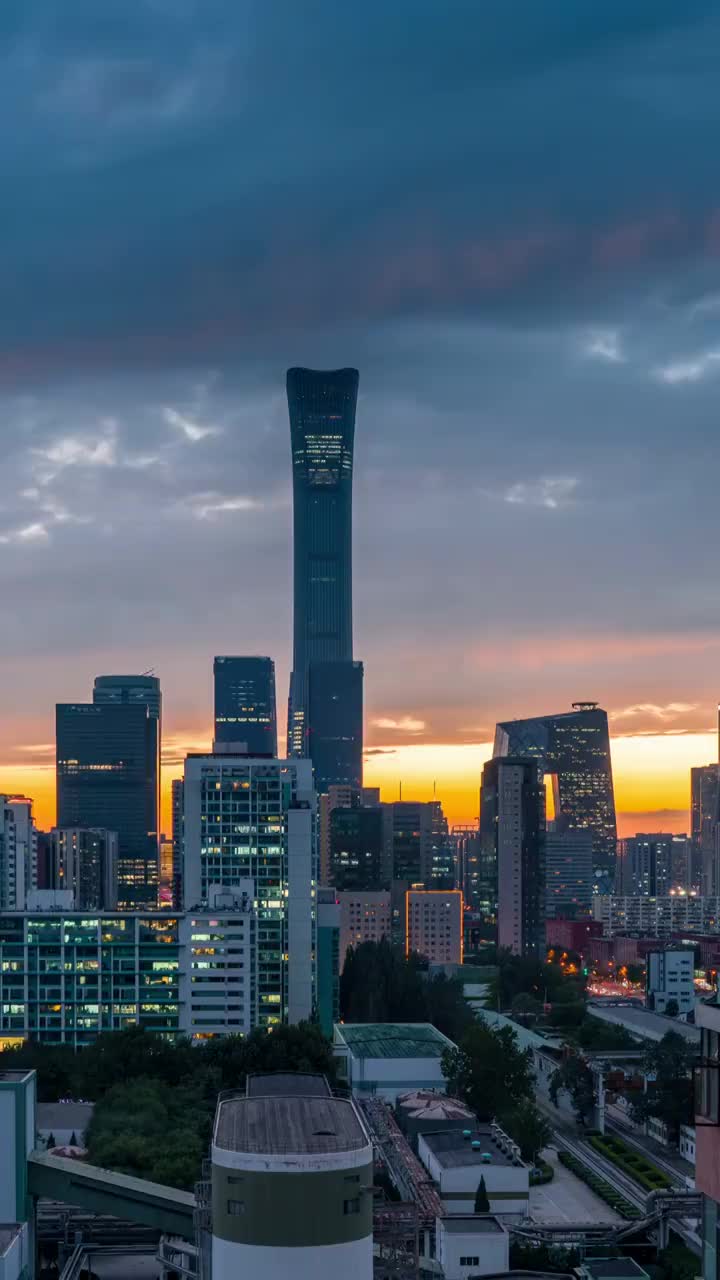 北京CBD日落夜景视频素材