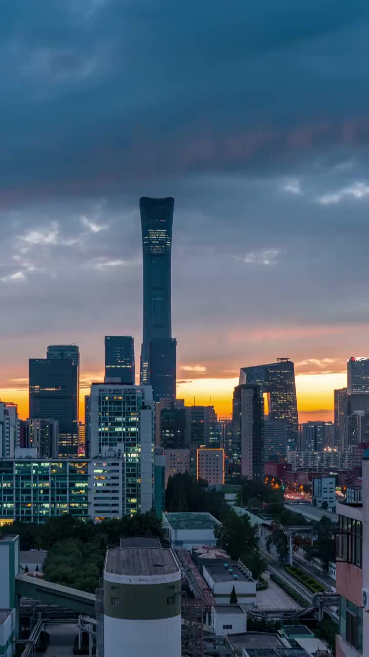 北京CBD日落夜景视频素材