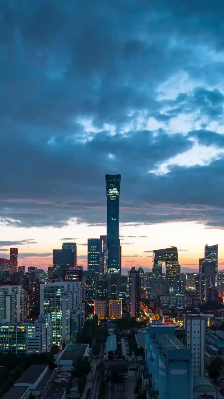 北京CBD日落夜景视频素材