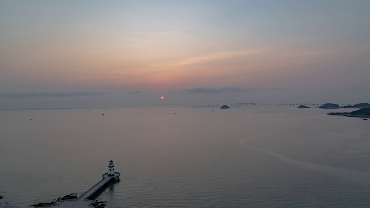 珠海海滨泳场爱情邮局日出延时视频素材