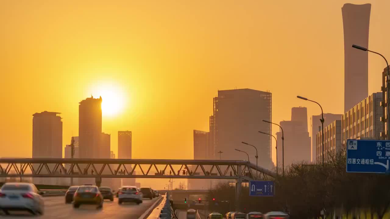 北京京通路日落延时视频素材