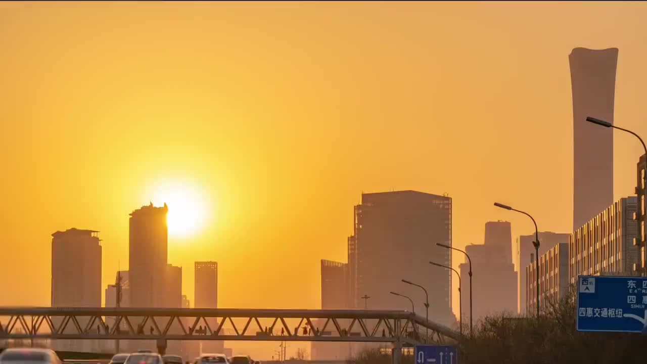 北京京通路日落延时视频素材