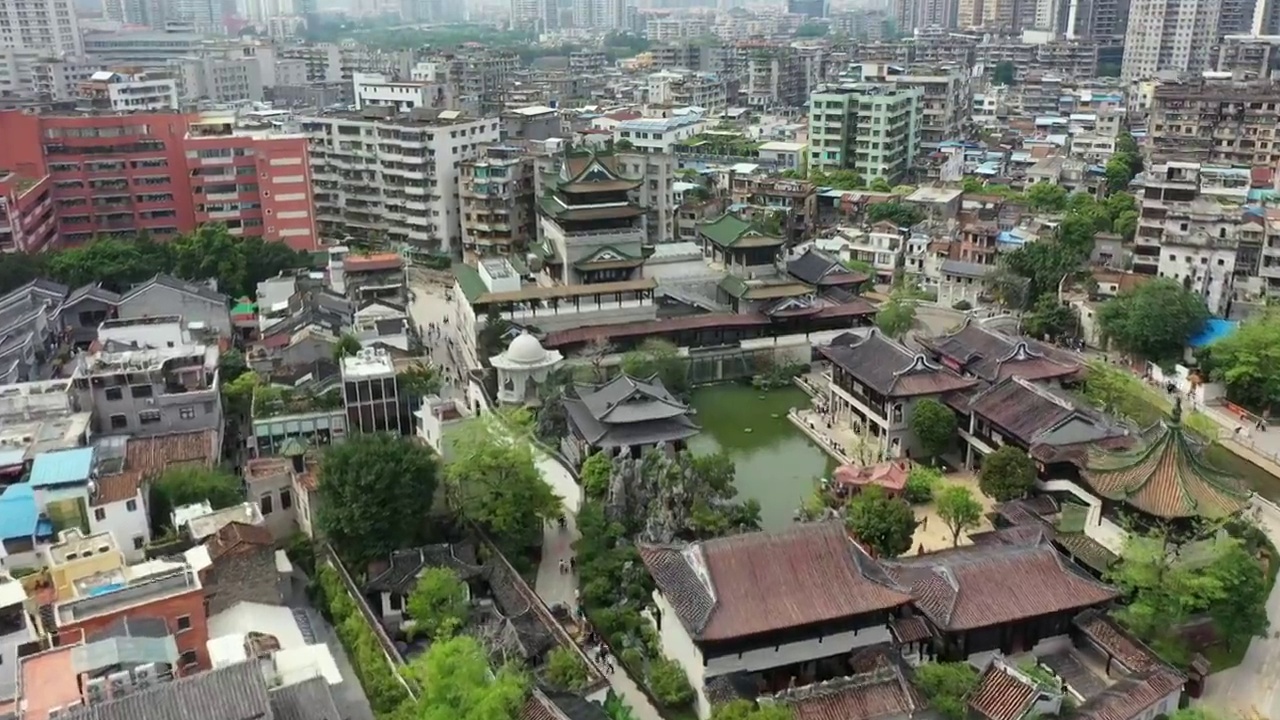 广东省广州市荔湾区永庆坊粤剧艺术博物馆航拍视频素材