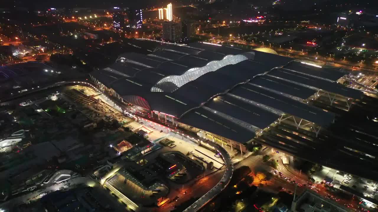 广东省广州市番禺区广州南站航拍视频素材