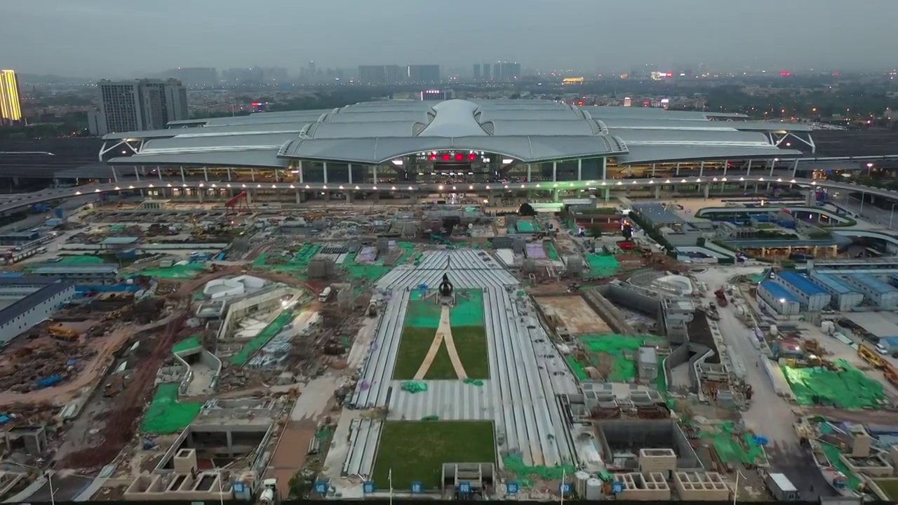 广东省广州市番禺区广州南站航拍视频素材