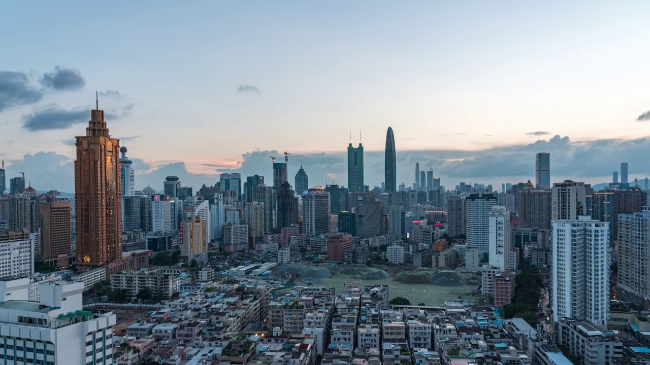 深圳罗湖城市天际线日转夜延时视频素材