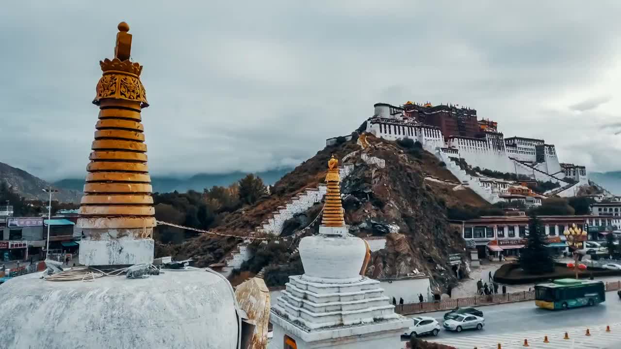 拉萨街景延时拍摄视频素材