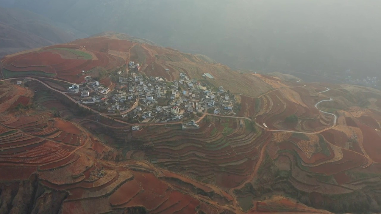 东川红土地，落霞沟视频素材