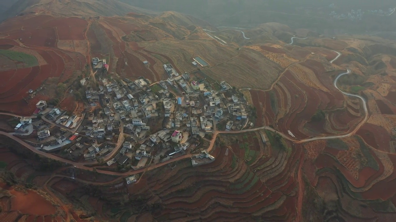 东川红土地，落霞沟视频素材