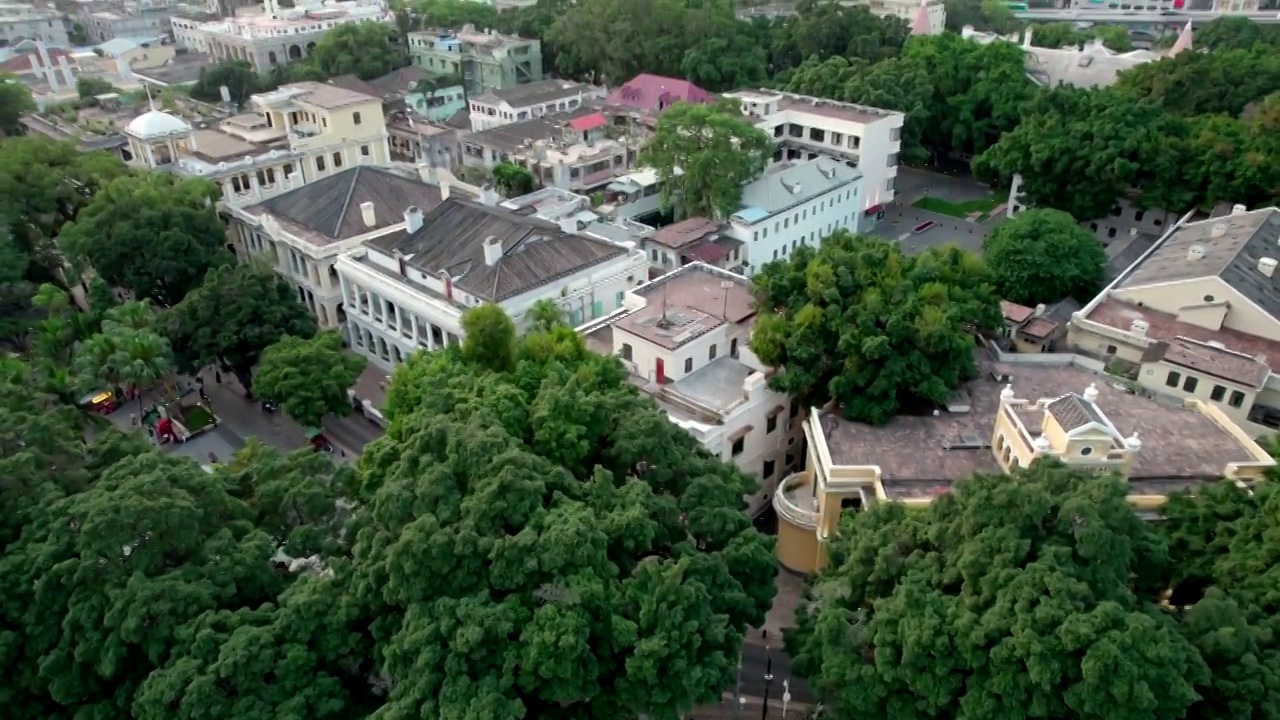 广东广州荔湾区欧式古建筑航拍旅游景点沙面视频素材