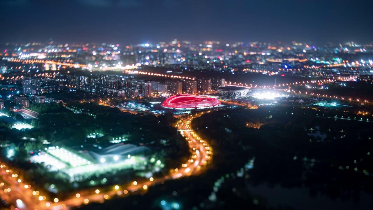 冬奥速滑馆夜景视频素材