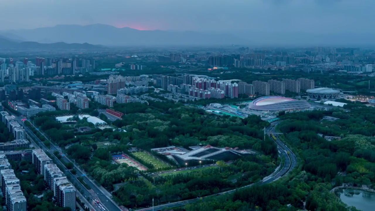 冬奥速滑馆日转夜延时摄影视频素材