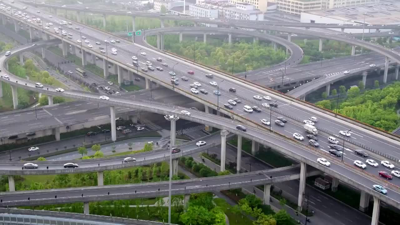 航拍杭州城市立交桥视频素材