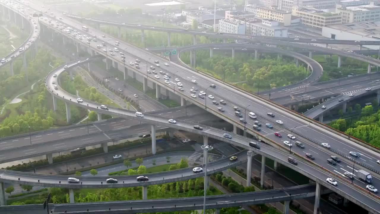 航拍城市立交桥夜景视频素材