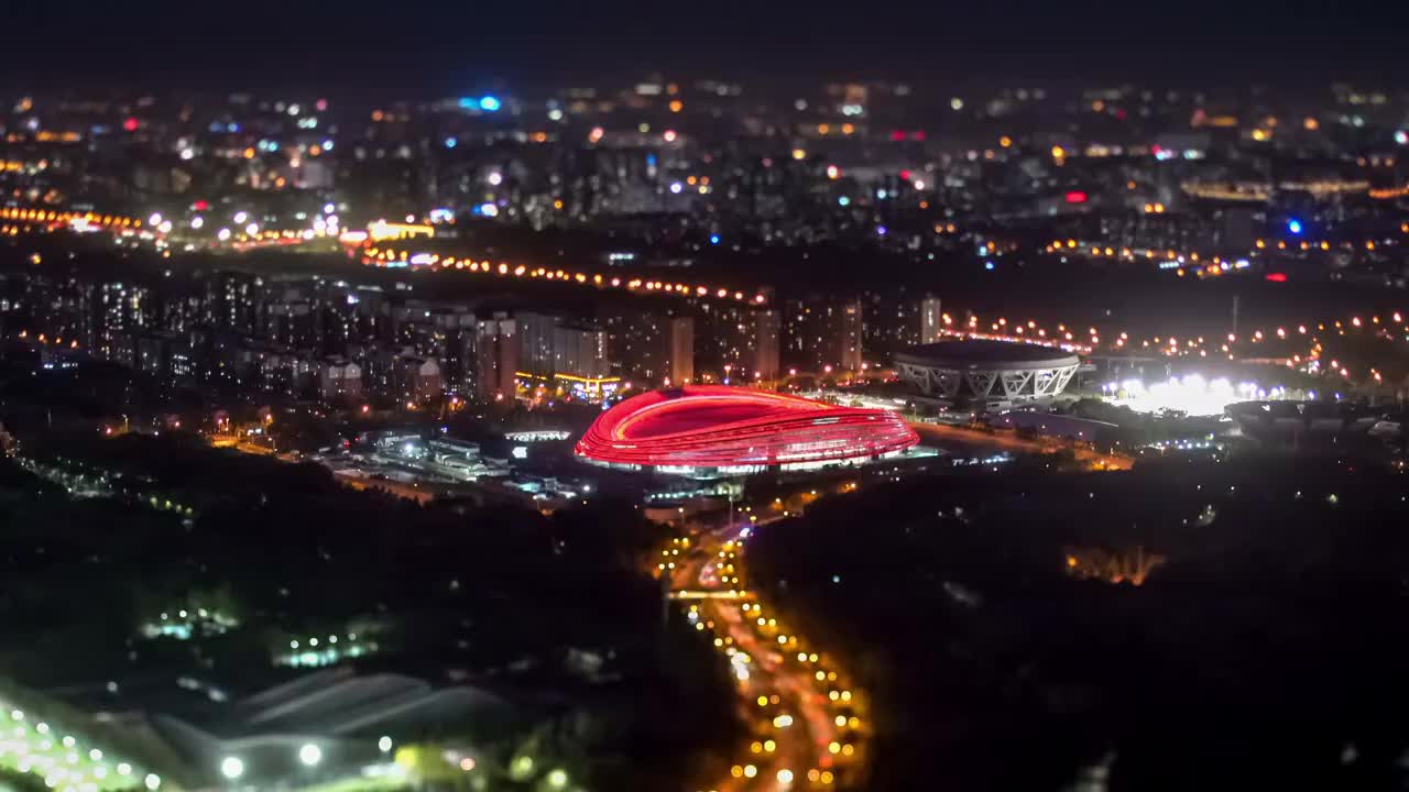 北京冬奥速滑馆夜景视频素材