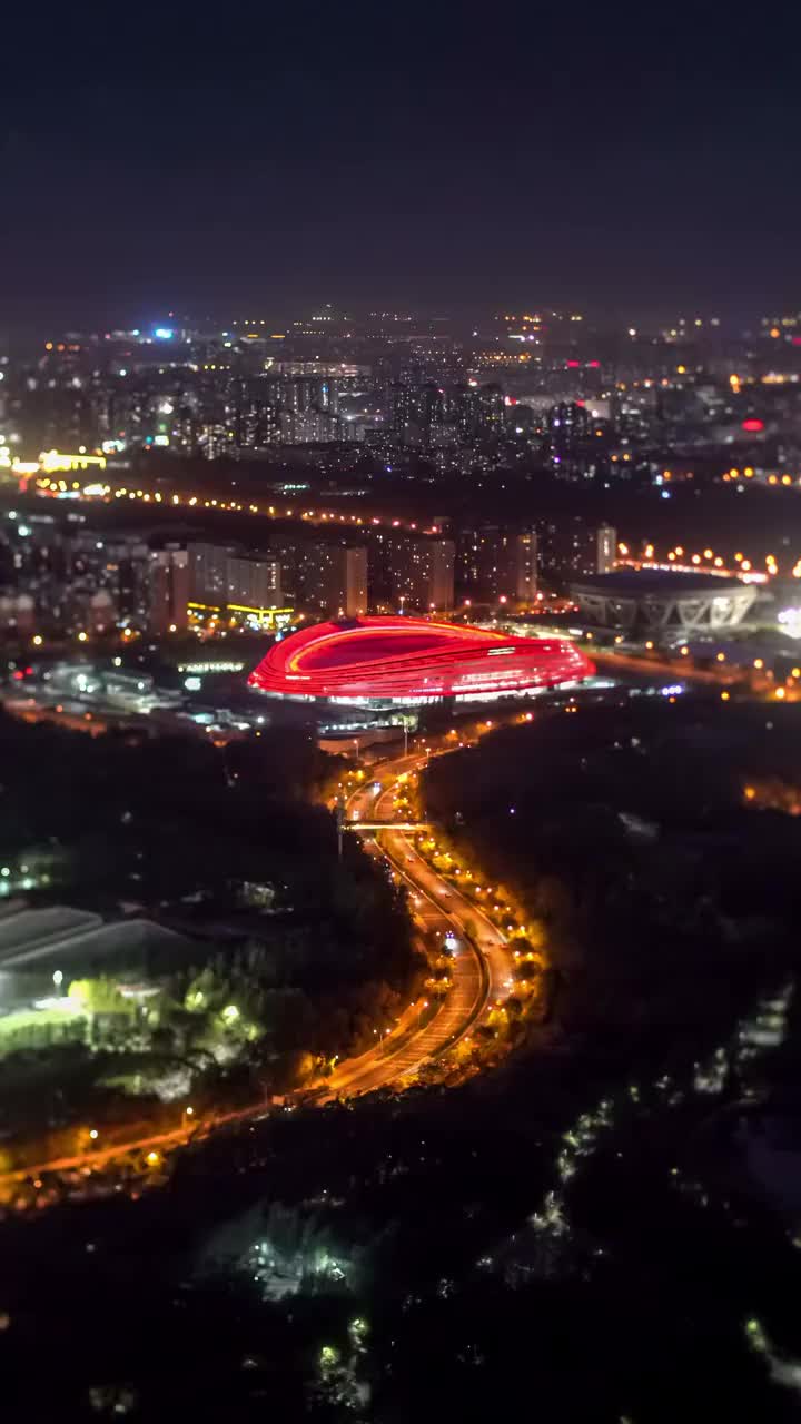 北京冬奥速滑馆夜景视频素材