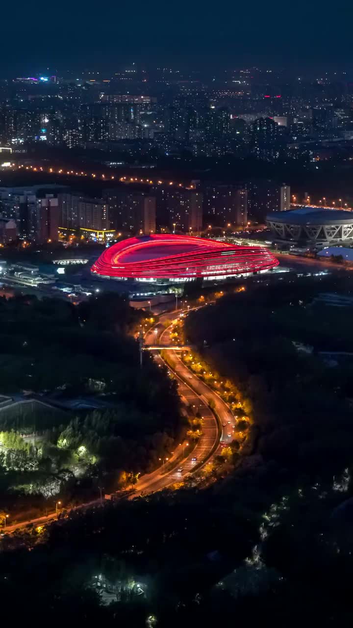 北京冬奥速滑馆夜景视频素材