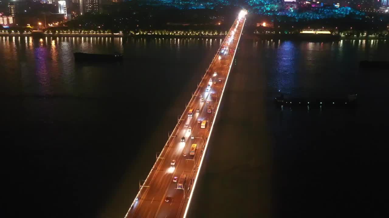 武汉长江大桥夜景视频素材