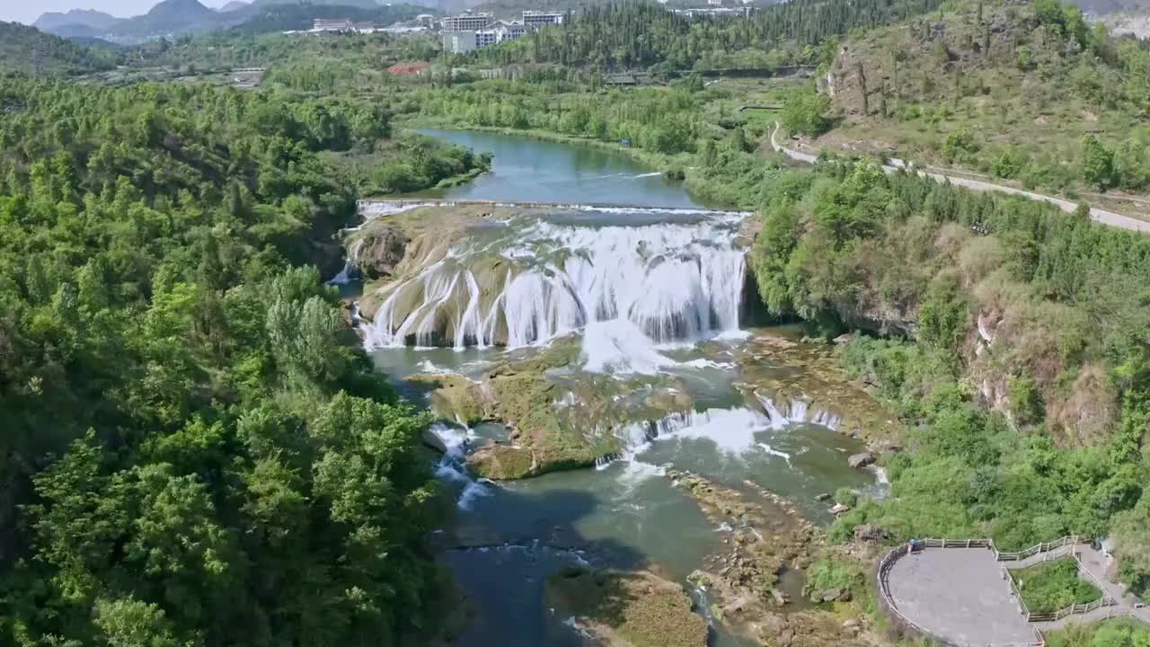 贵州安顺黄果树陡坡塘瀑布 4K航拍视频视频素材