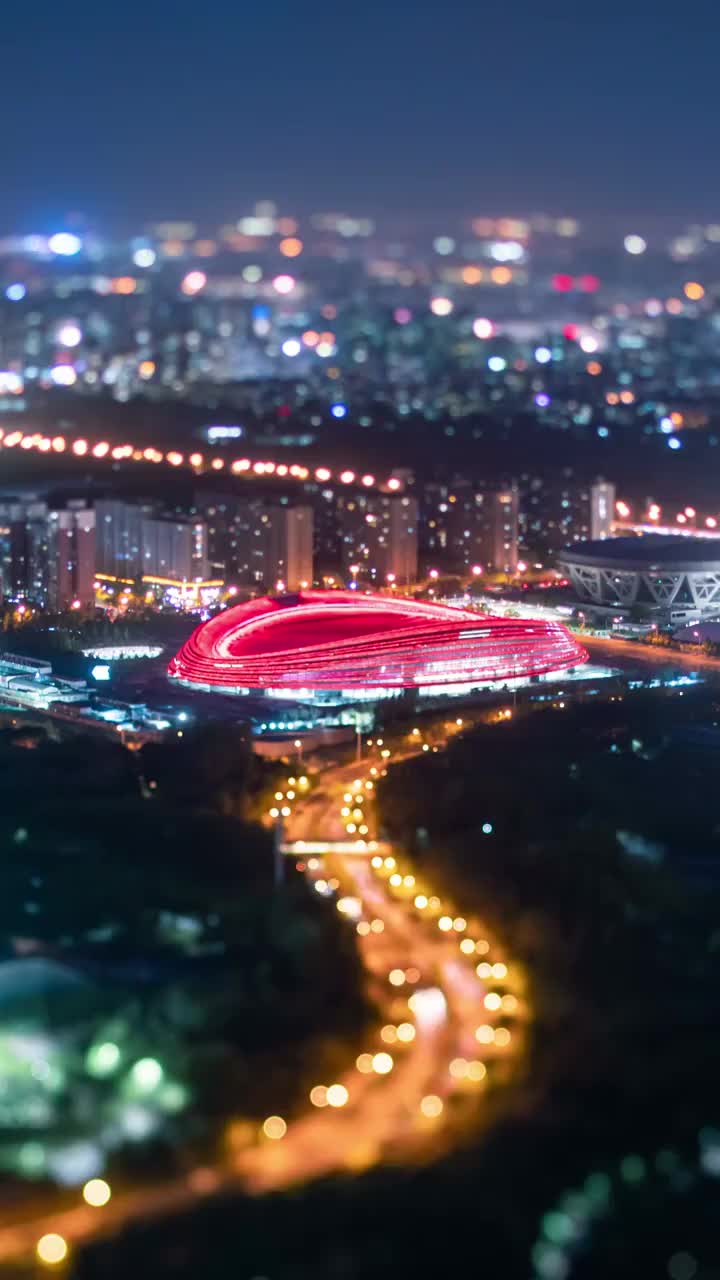 冬奥会速滑馆夜景视频素材