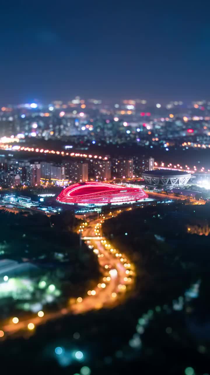 冬奥会速滑馆夜景视频素材