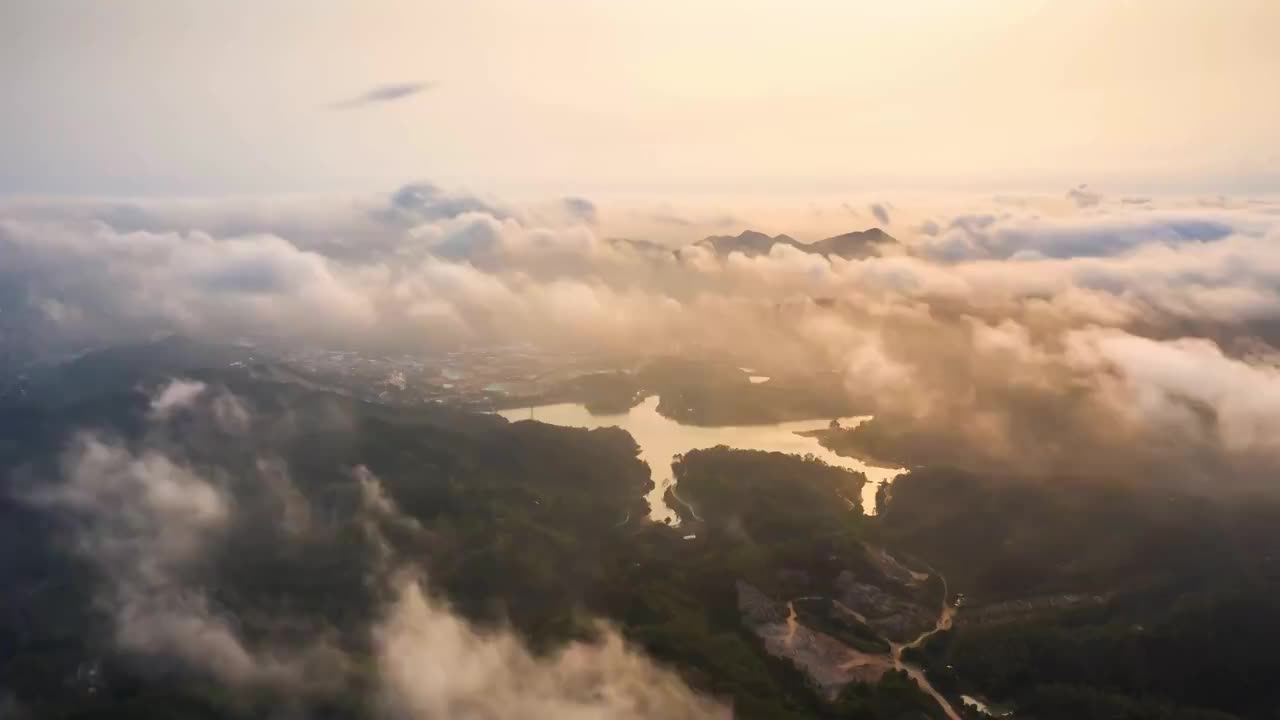 中山市金钟湖公园日出云景风光视频素材