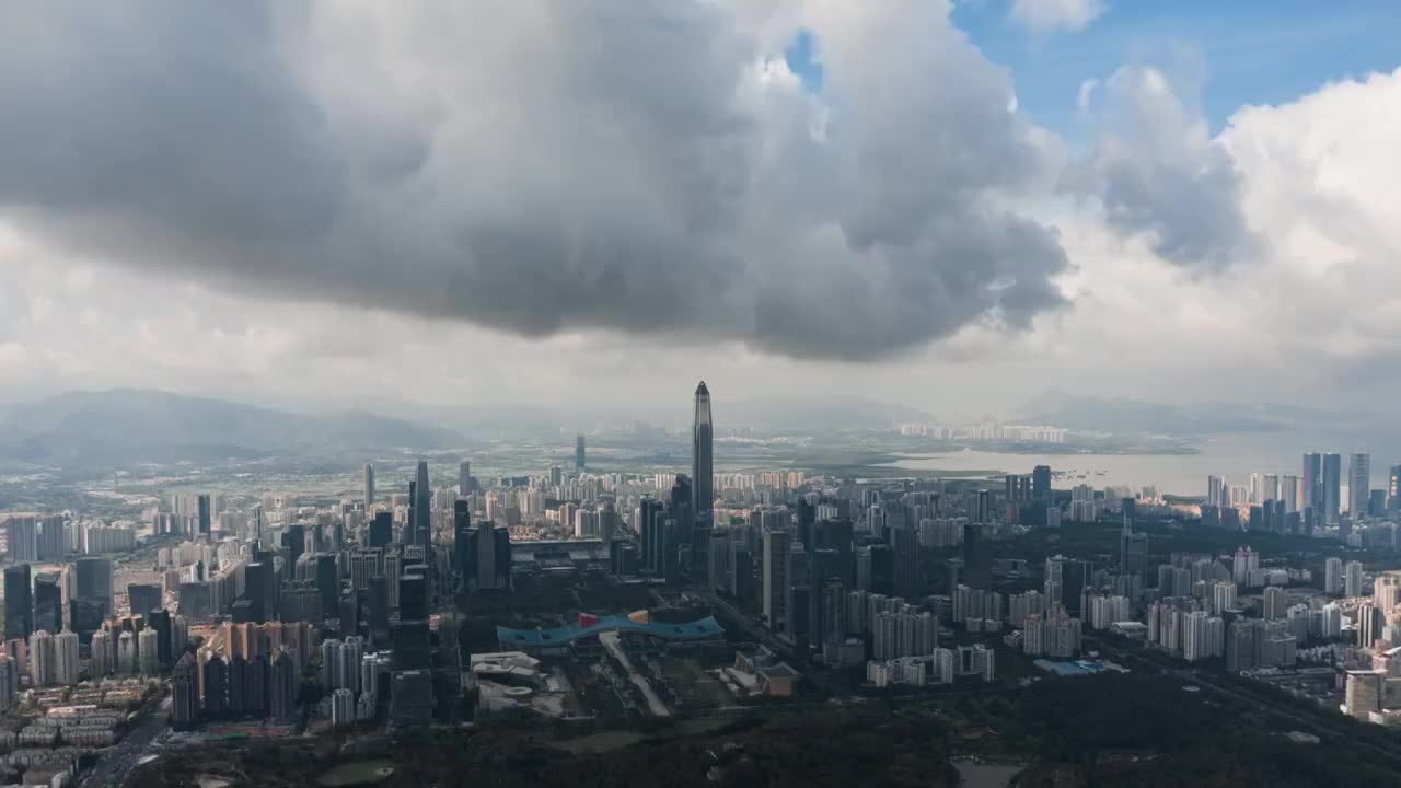 深圳福田cbd航拍大范围延时视频素材