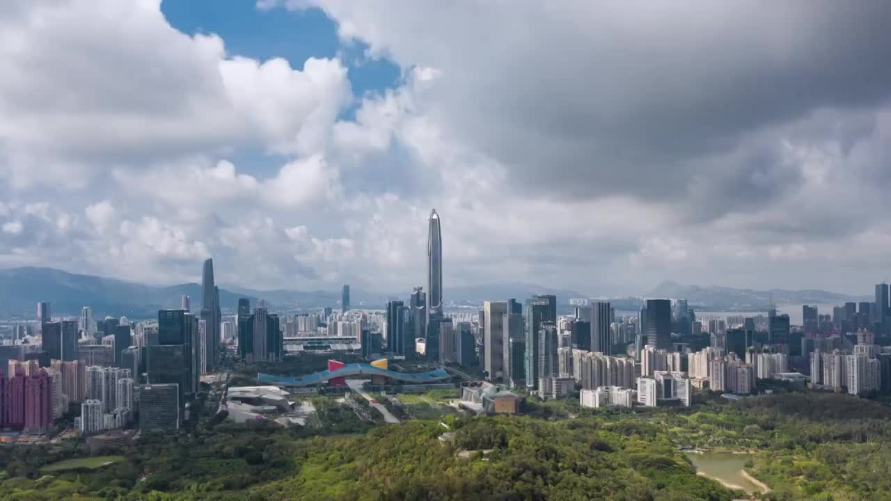 深圳福田cbd航拍大范围延时视频素材