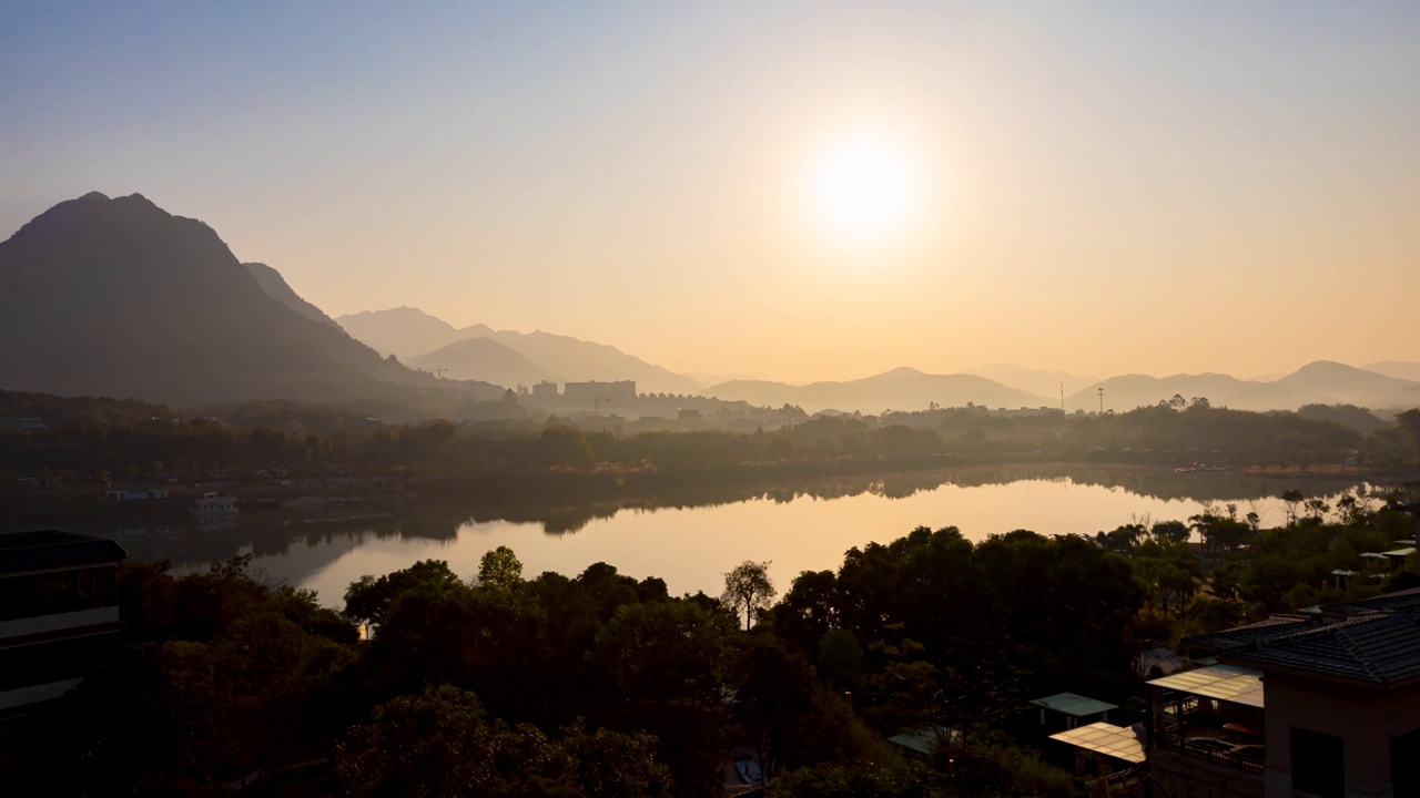 湖泊山景日出视频素材