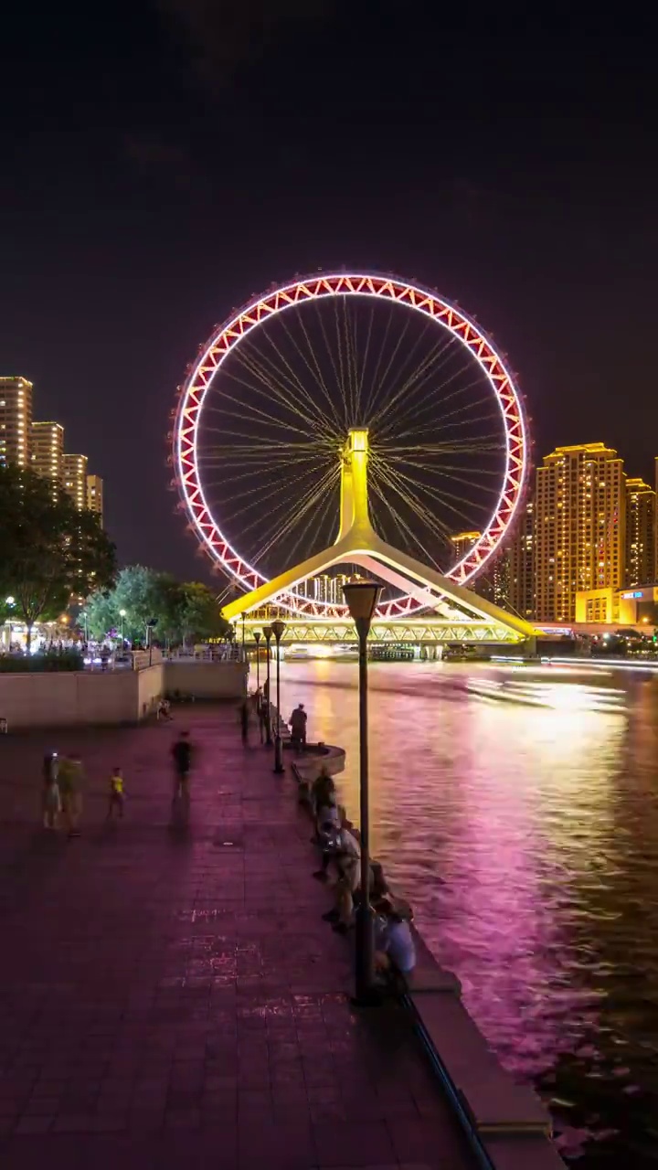 天津摩天轮夜景视频素材