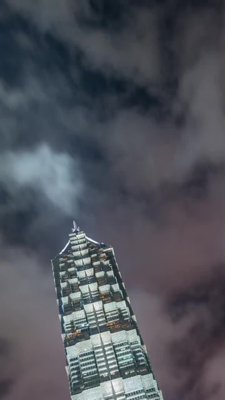 中国上海市陆家嘴中心地标建筑夜景视频素材