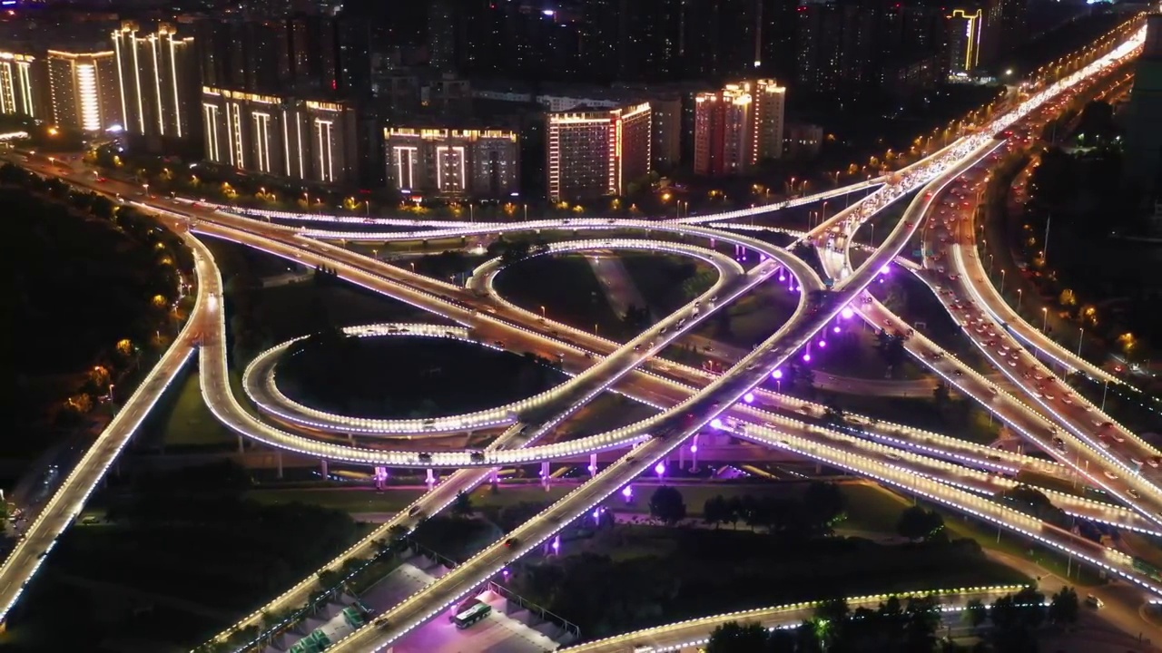 河南郑州金水路立交桥夜景视频素材