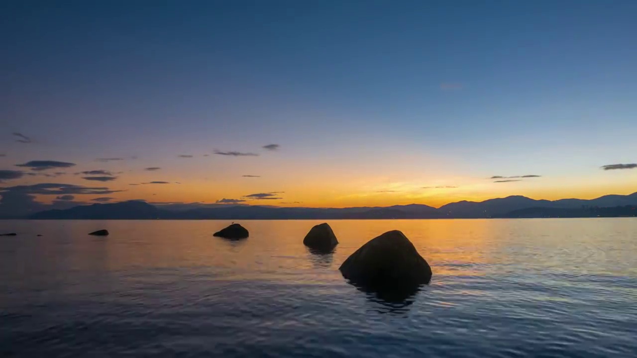 洱海唯美日出延时视频素材