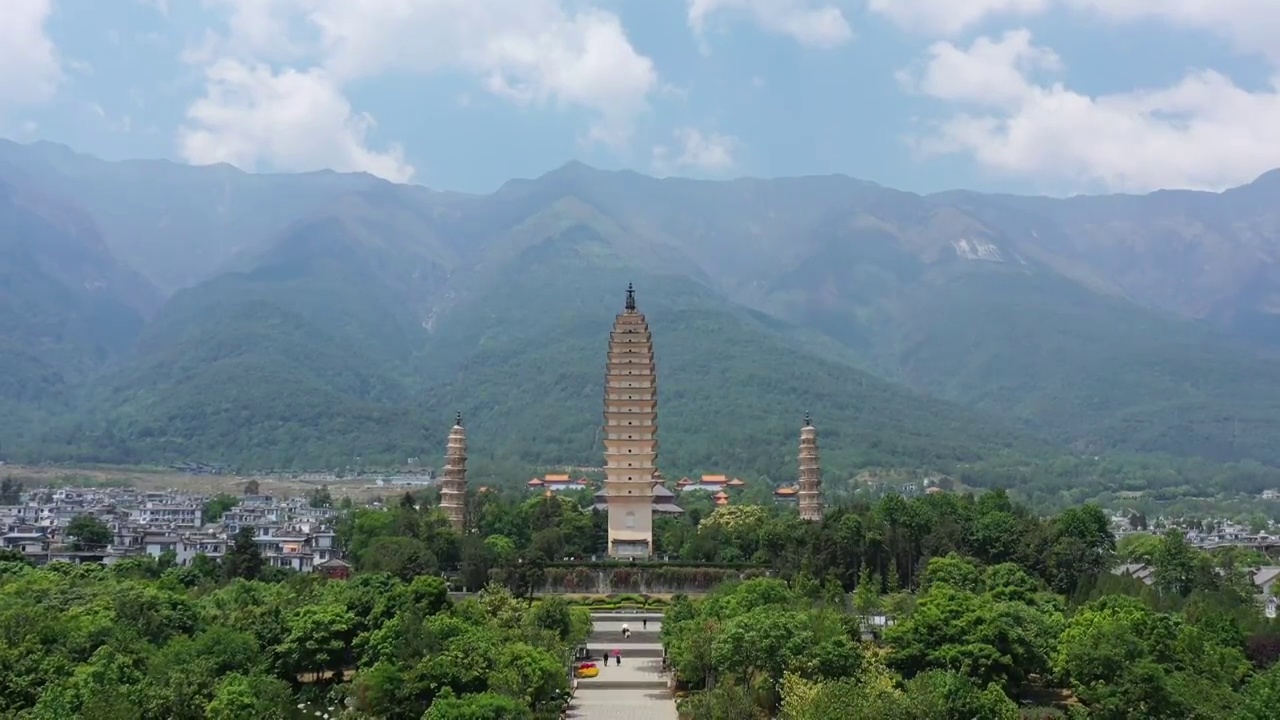 云南省,大理,崇圣寺三塔,著名景点,苍山视频素材