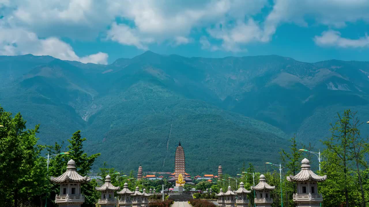 云南省,大理,崇圣寺三塔,著名景点,苍山视频素材