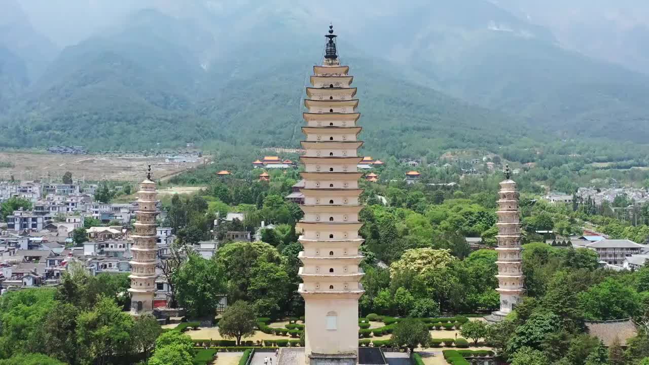 云南省,大理,崇圣寺三塔,著名景点,苍山视频素材