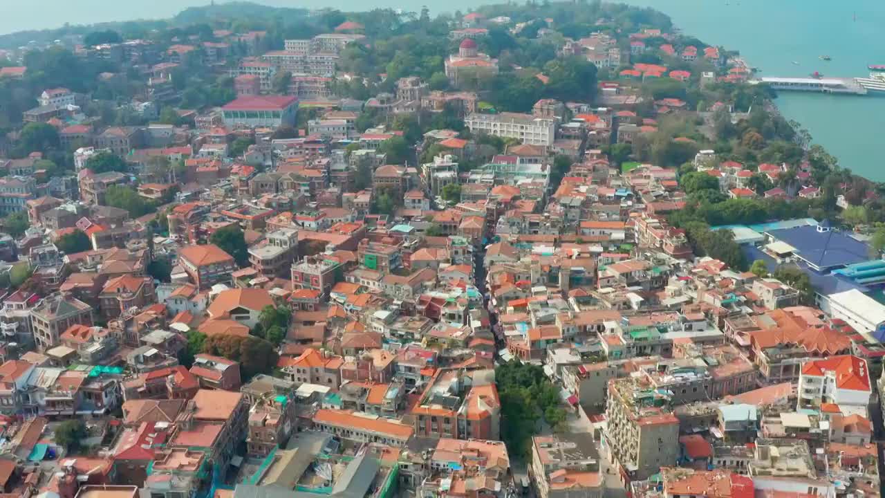 鼓浪屿,鸟瞰,厦门,岛,风景,天空,都市风,鼓浪屿近代建筑群视频素材