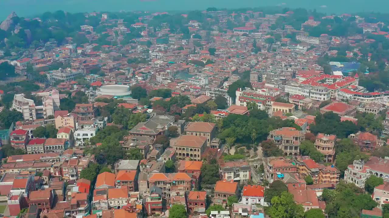 鼓浪屿,鸟瞰,厦门,岛,风景,天空,都市风,鼓浪屿近代建筑群视频素材