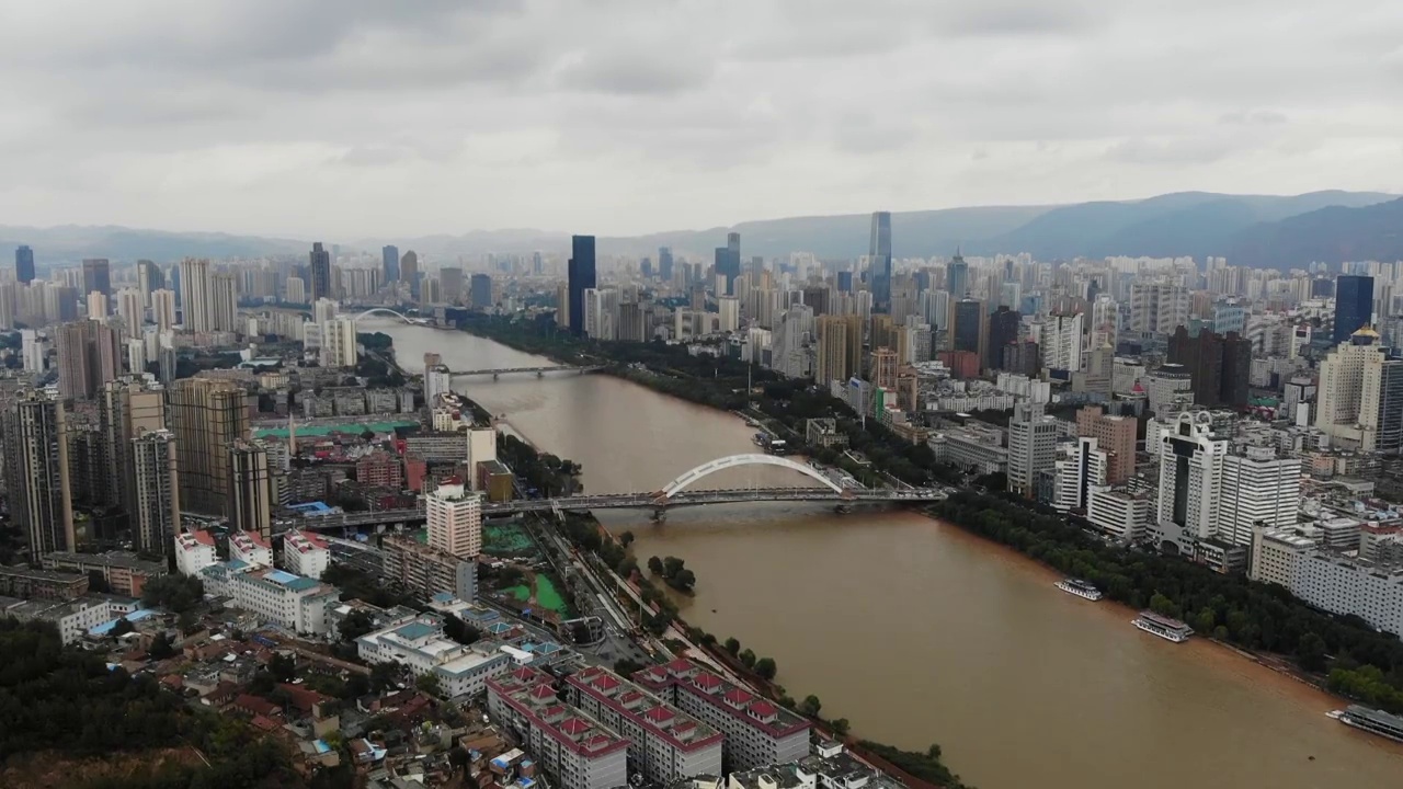 兰州城市风光航拍视频素材