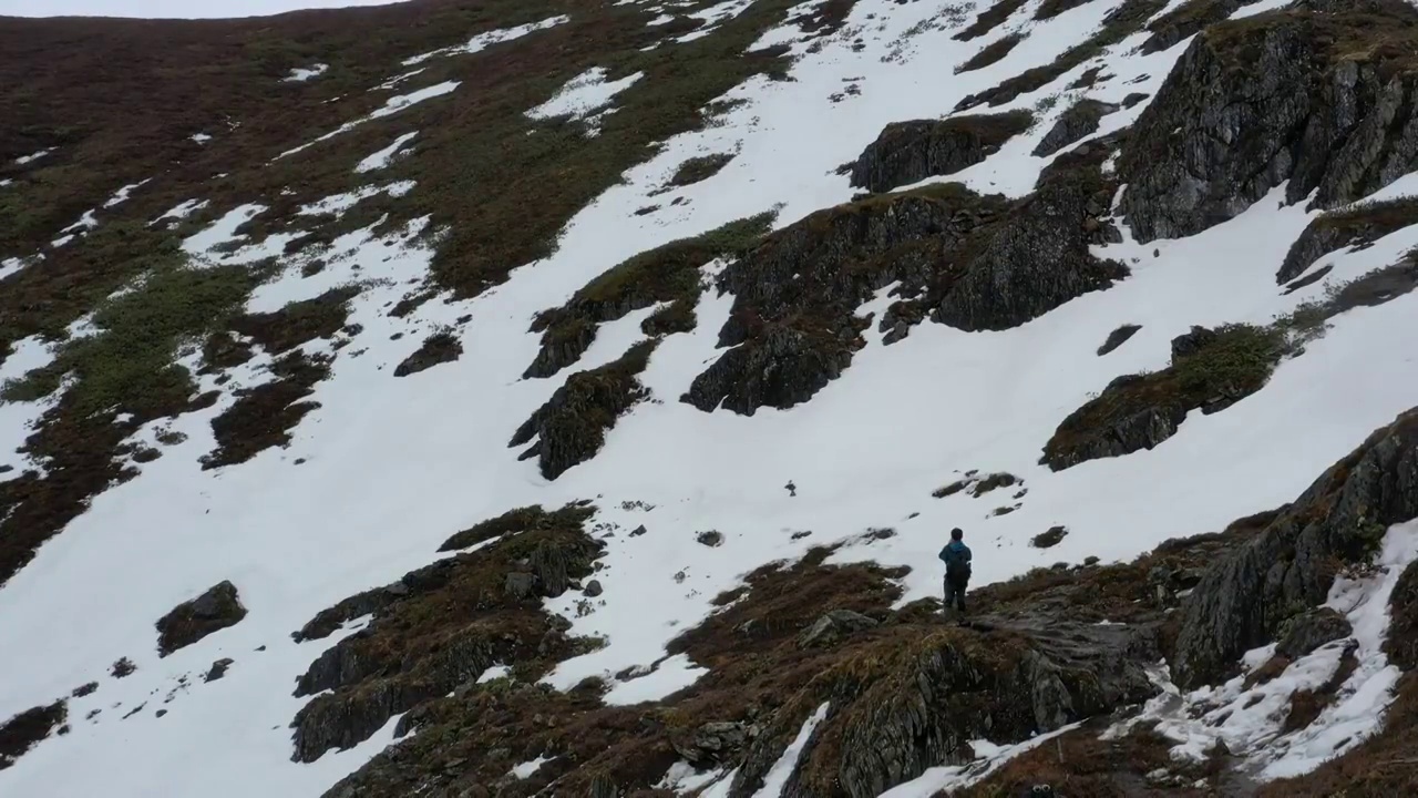 云南省香格里拉梅里雪山雨崩村神湖冬季航拍风光视频素材