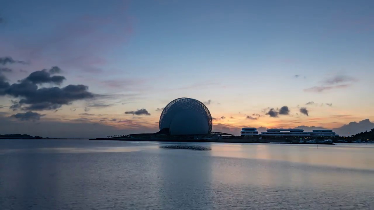 珠海大剧院日出延时视频素材