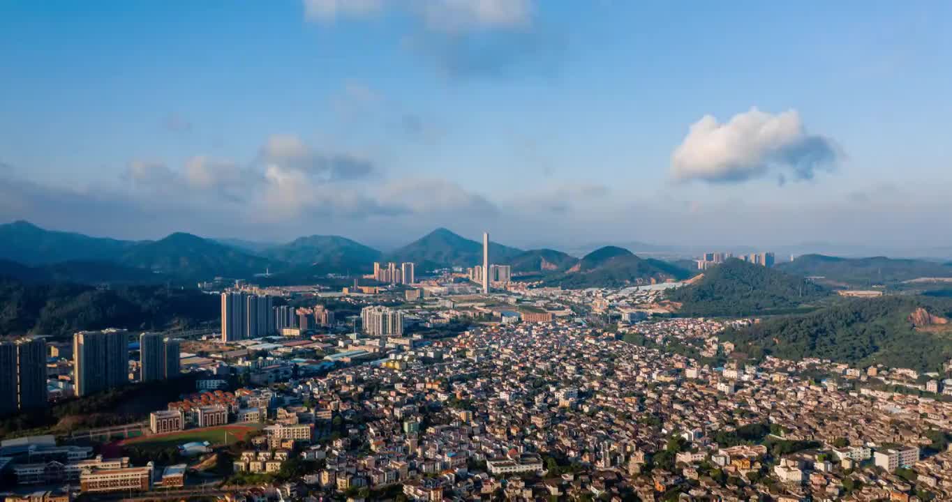 广东省中山市城区金鹰利和等地标建筑城市风光延时视频素材