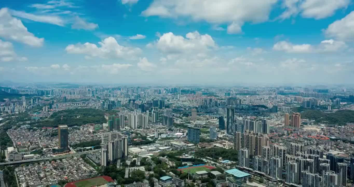 广东省中山市城区金鹰利和等地标建筑城市风光延时视频素材