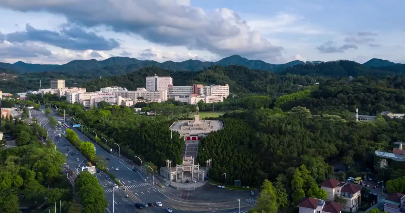 蓝天白云下的广东省中山市孙文纪念公园延时视频素材