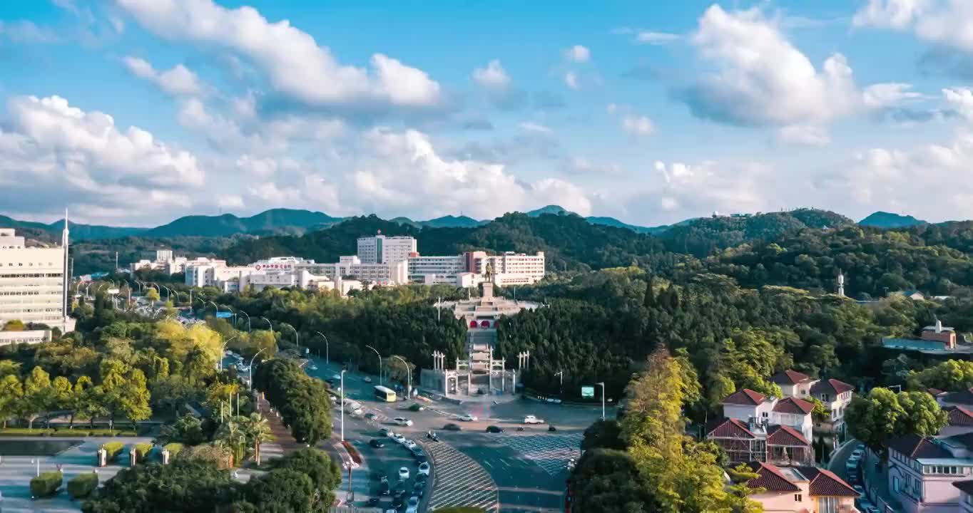 蓝天白云下的广东省中山市孙文纪念公园延时视频素材