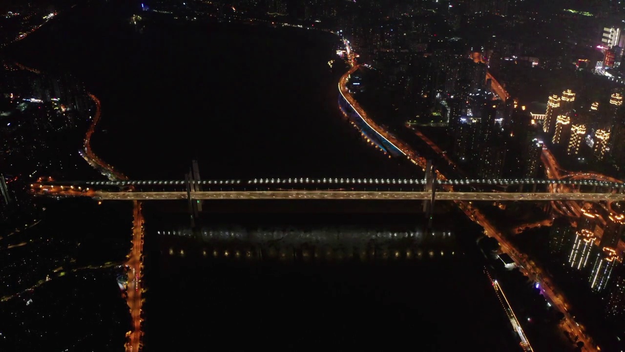 航拍鹅公岩大桥夜景视频素材