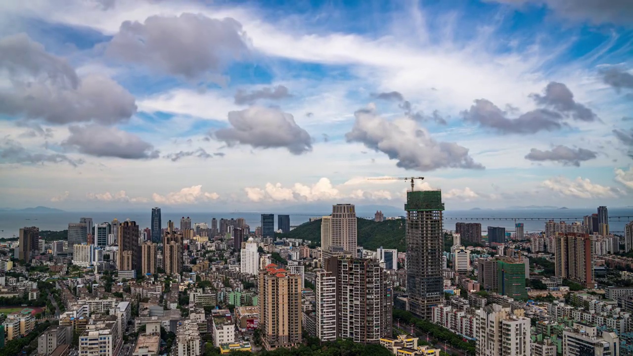 广东省珠海市吉大城市天际线白昼延时视频素材