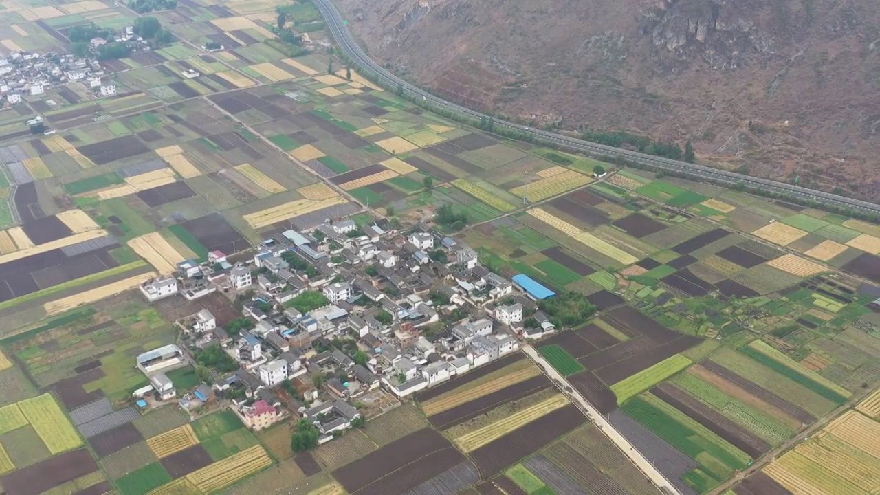 田地,航拍视角,农业,角度,风景乡村,田园风光,稻田视频素材