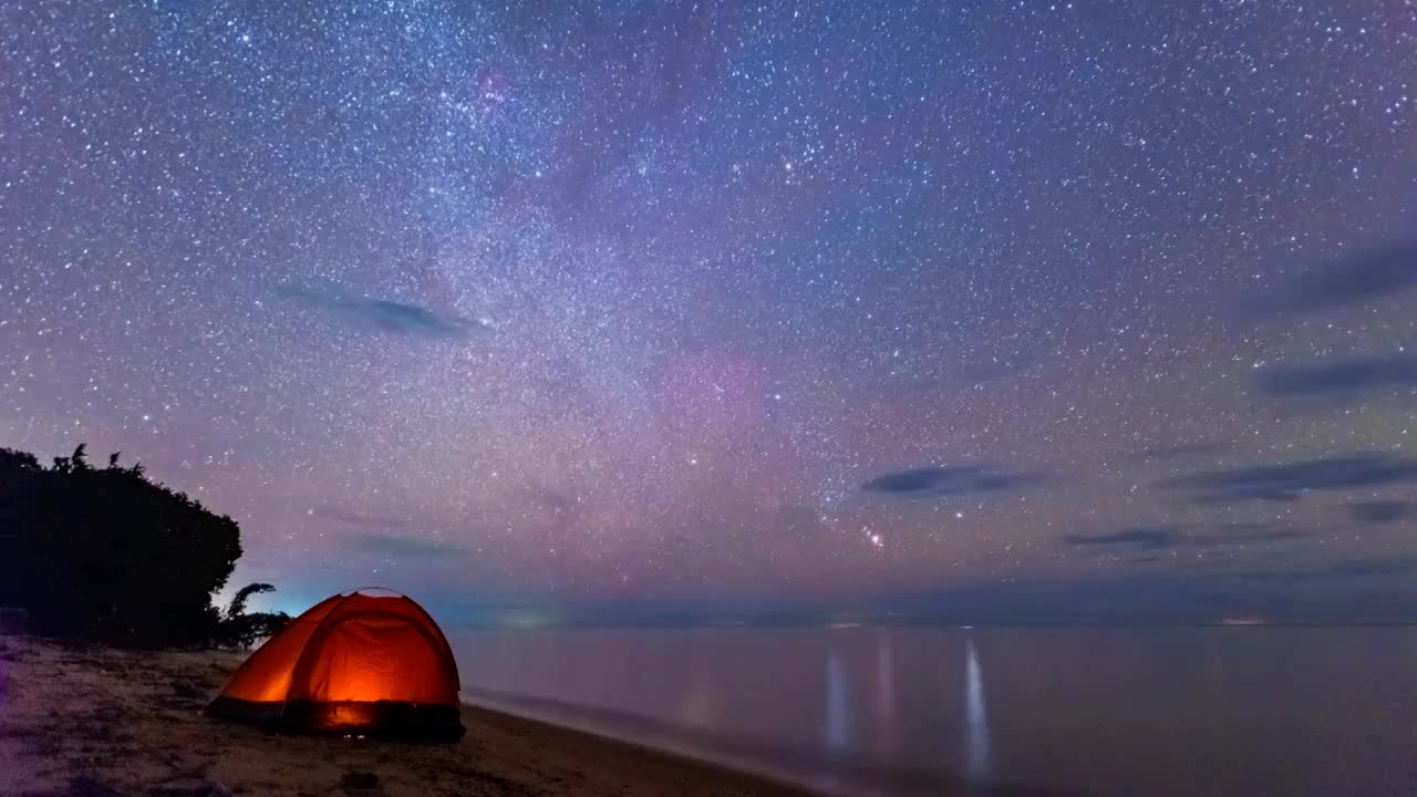 黑龙江鸡西：北大荒兴凯湖的星空视频素材