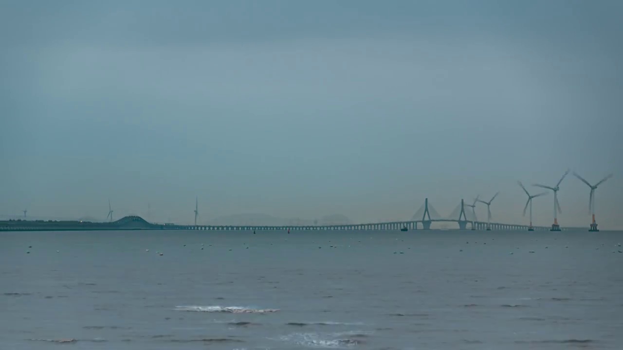 上海浦东临港东海大桥日转夜延时视频下载